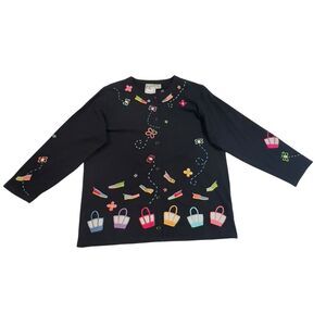 Michael‎ Simon Lite Line Summer Fun Cardigan XL Vintage Colorful Art Butterflies